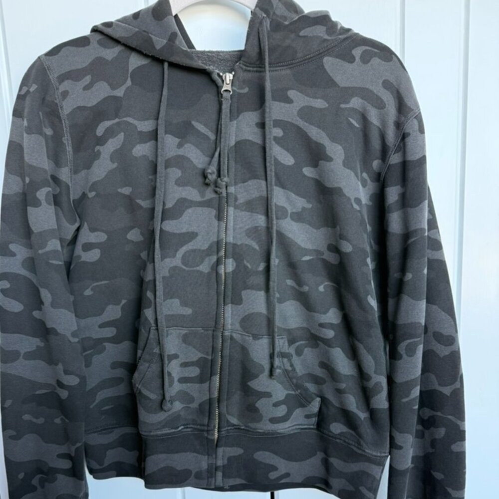 Nili Lotan Callie Cotton Hoodie Sweatshirt Size Medium, Black Camo. Retail $320